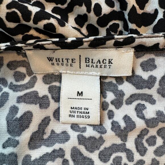 WHITE HOUSE BLACK MARKET Top Womens M Leopard Print Ruffle Knit Animal Boho - Picture 7 of 8